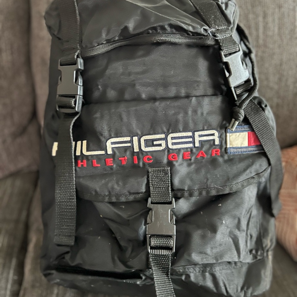 Vintage 90s Tommy Hilfiger Black Athletic Backpack